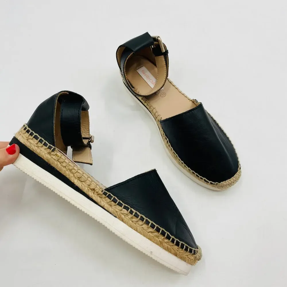 See by Chloé 39 Glyn platform espadrille sandals black